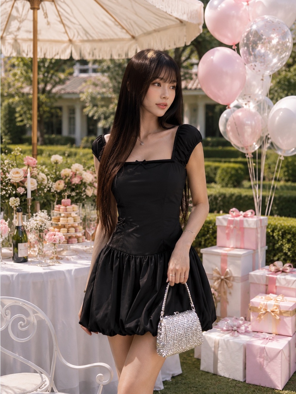 WAYF bubble hem mini dress